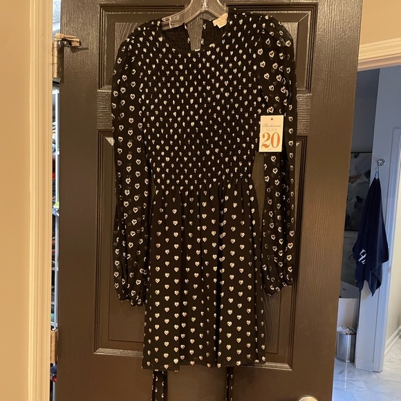 Shoshanna size 4 NWT smocked gold clip dot heart long sleeve mini dress - Picture 7 of 7